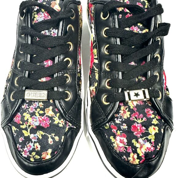GUESS WGGOODLY Womens Floral M Sneakers, Fabric, Leather Trim Sz 7M - Picture 4 of 11